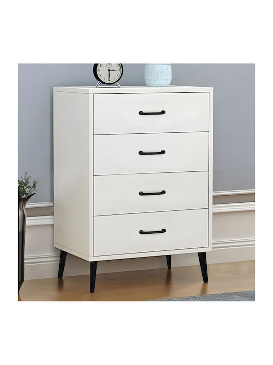 Adrenile Wooden Chest of Drawers White with Artificial Leather Coating 80x40x84cm