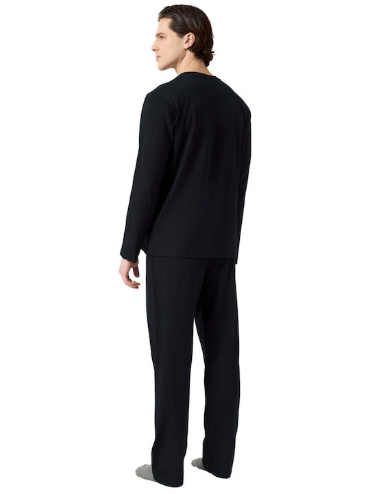 Minerva Men's Winter Cotton Pajamas Set Black