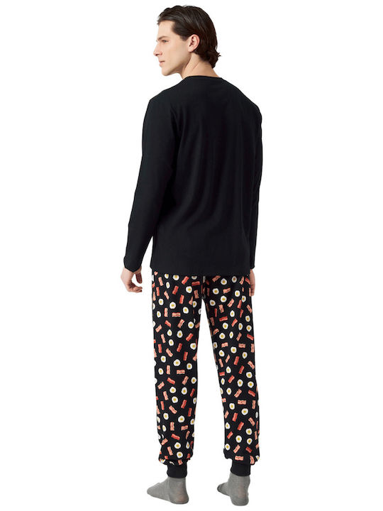 Minerva Men's Winter Cotton Pajamas Set Black