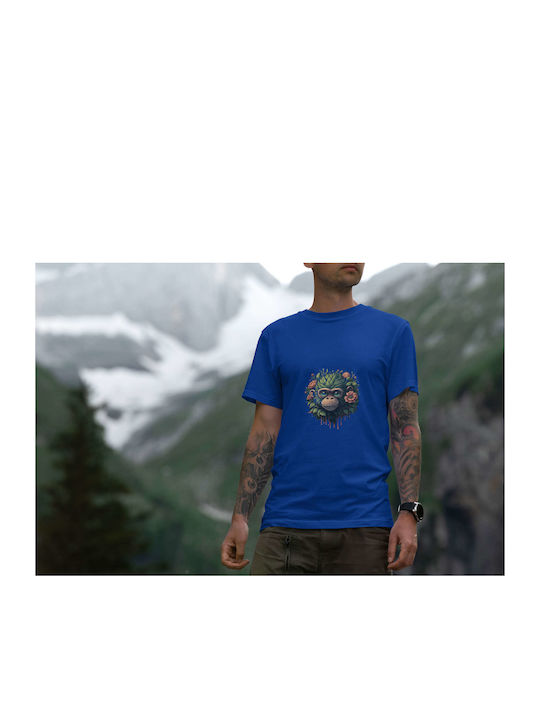 Floral Monkey T-shirt Blau Baumwolle