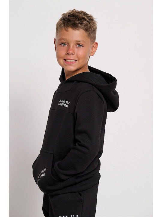 BodyTalk Kids Fleece Sweatshirt with Hood and Pocket Black