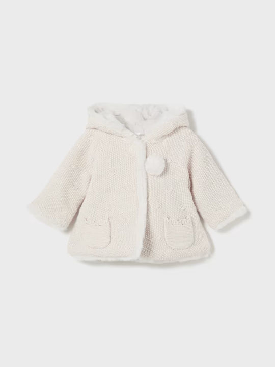 Mayoral Kids Cardigan Knitted with Hood White