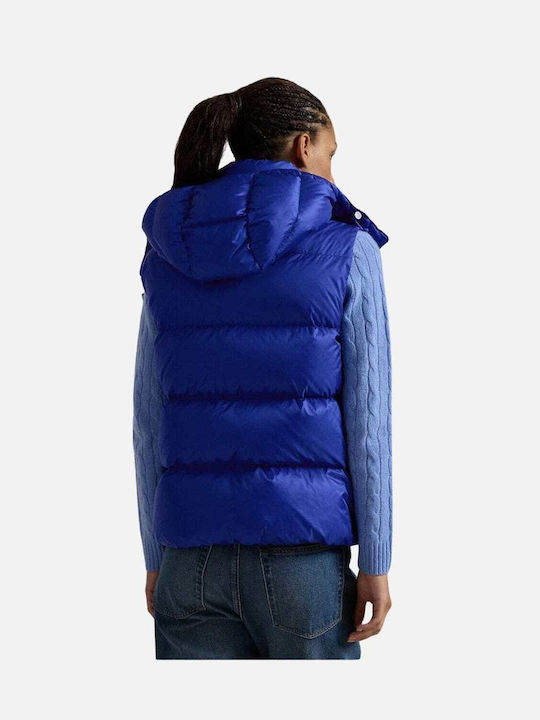 Ralph Lauren Women's Short Puffer Jacket Waterproof for Winter with Hood Blue