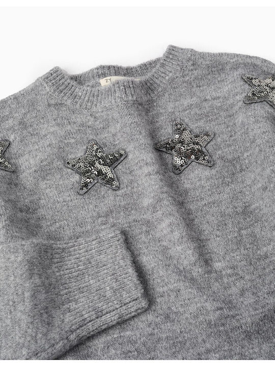 Kinderpullover Langarm Grau Dunkelgrau Melange