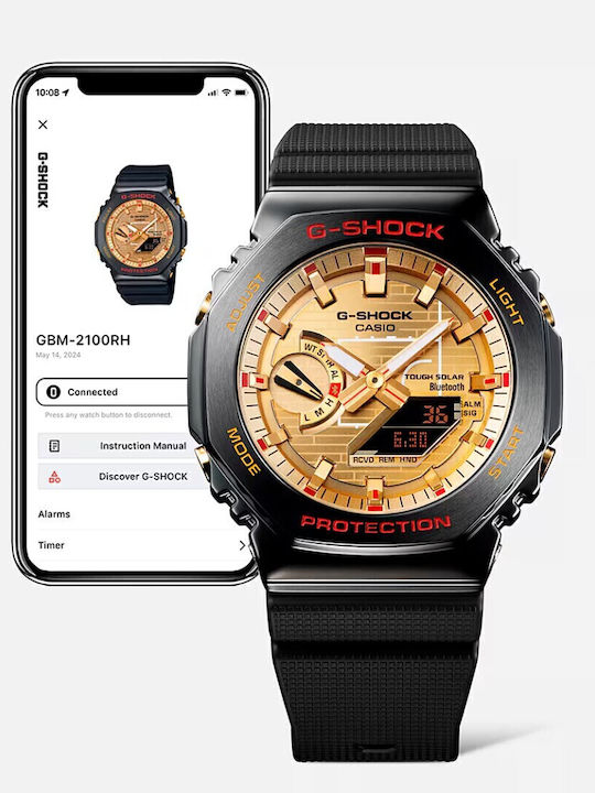 Casio Rui Hachimura Digital Herrenuhr Chronograph Batterie mit Schwarz Kautschukarmband
