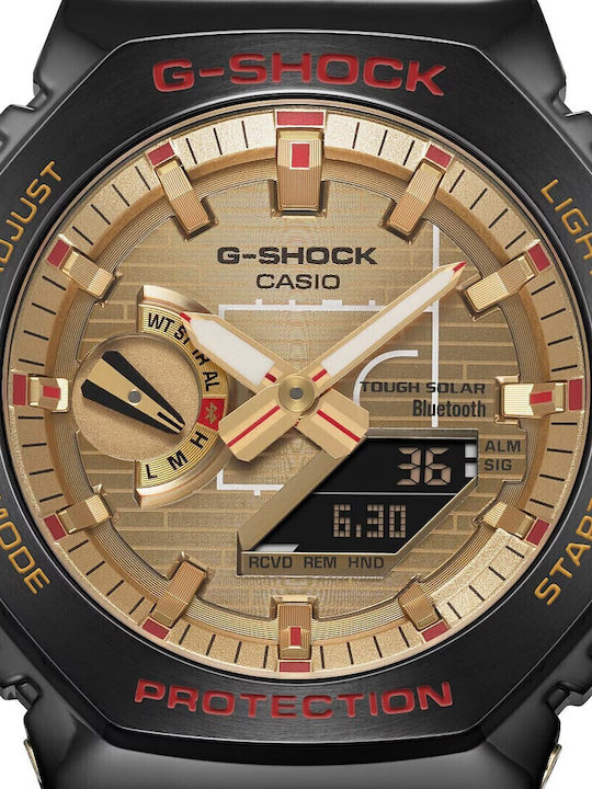 Casio Rui Hachimura Digital Herrenuhr Chronograph Batterie mit Schwarz Kautschukarmband