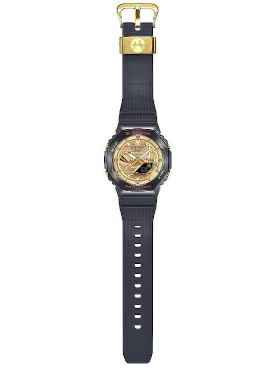 Casio Rui Hachimura Digital Herrenuhr Chronograph Batterie mit Schwarz Kautschukarmband