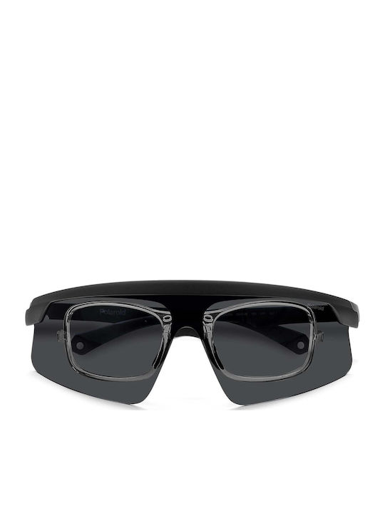 Polaroid Unisex Sunglasses with Black Plastic Frame and Gray Polarized Lens PLD7056/C O6W/M9