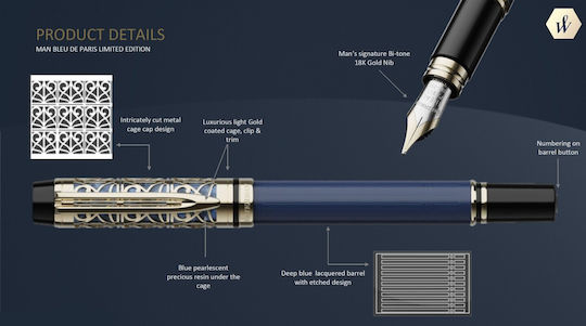 Waterman Edition Stilou Medium Roșu Din Alamă Cu Cerneală Albastră