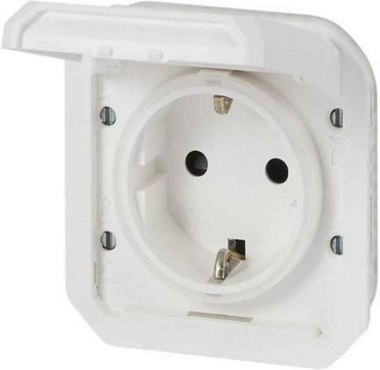 Legrand Plexo Μονή Χωνευτή Πρίζα Ρεύματος Στεγανή με Καπάκι Λευκή