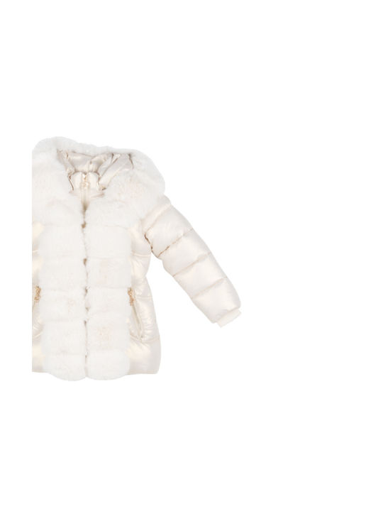 Joyce Kids Casual Jacket with Hood Off White