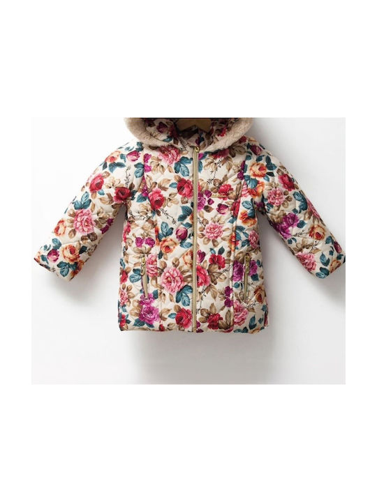 Trendy Shop Kids Quilted Jacket Long with Lining & Hood Multicolour