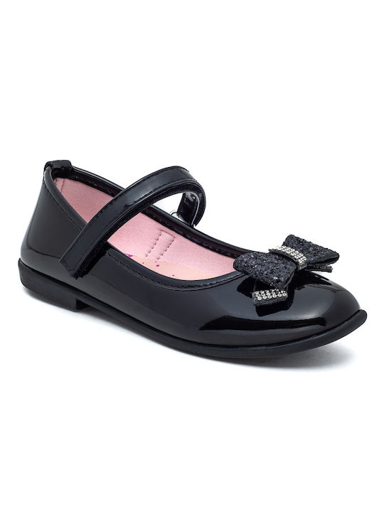 Marikelly Kids Patent Leather Ballerinas with Hoop & Loop Closure Black