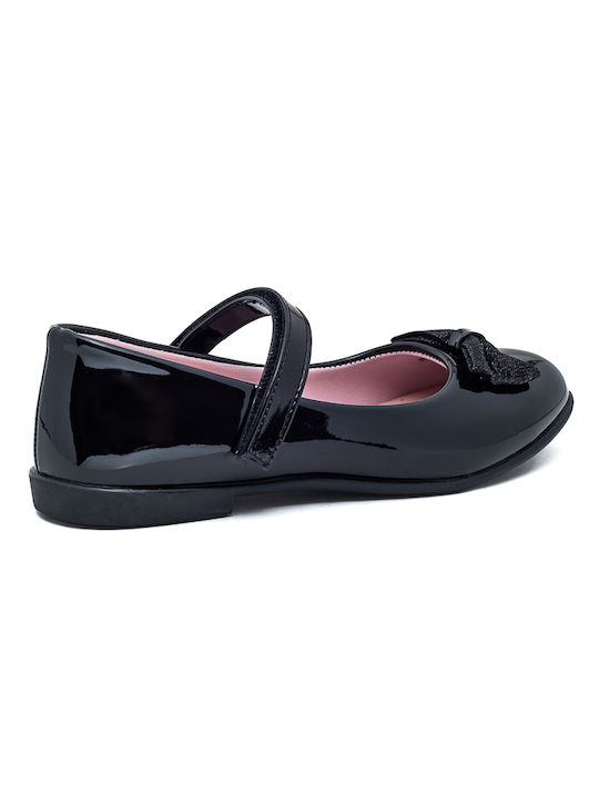 Marikelly Kids Patent Leather Ballerinas with Hoop & Loop Closure Black