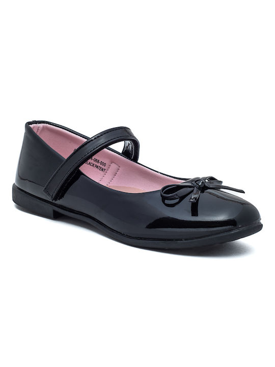 Marikelly Kids Patent Leather Ballerinas with Hoop & Loop Closure Black