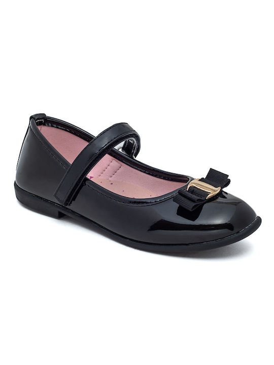 Marikelly Kids Patent Leather Ballerinas with Hoop & Loop Closure Black