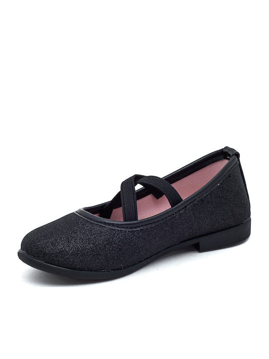 Kids Ballerinas with Elastic Strap Black
