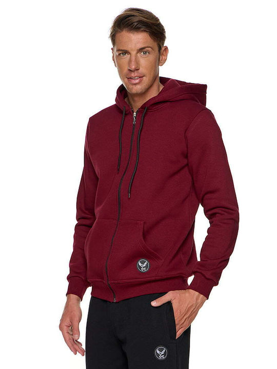 Bodymove Men's Sweatshirt Jacket with Hood Burgundy