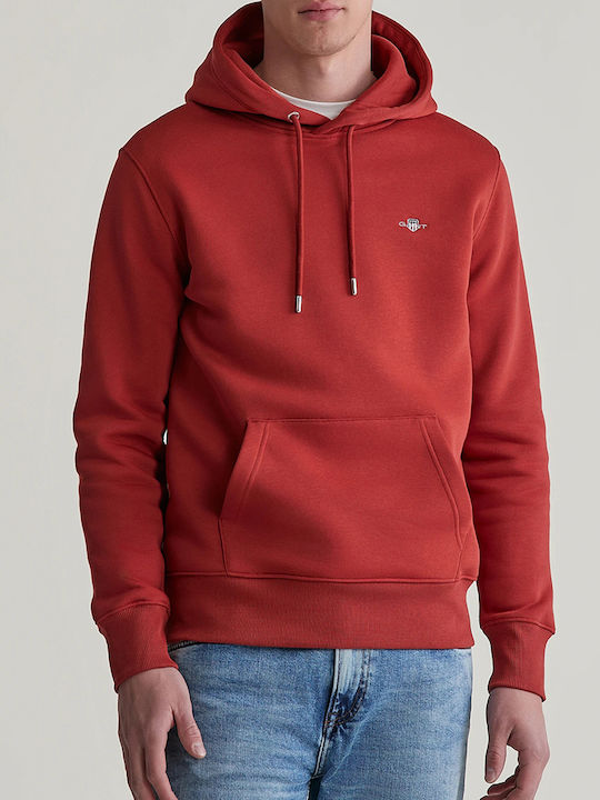 Gant Shield Men's Sweatshirt with Hood and Pockets Orange Red