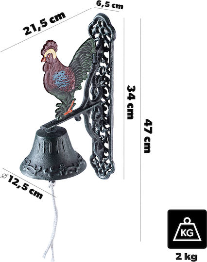 Clopoțel de ușă din fontă Kadax, ciocănel decorativ ornamental retro în formă de cocoș