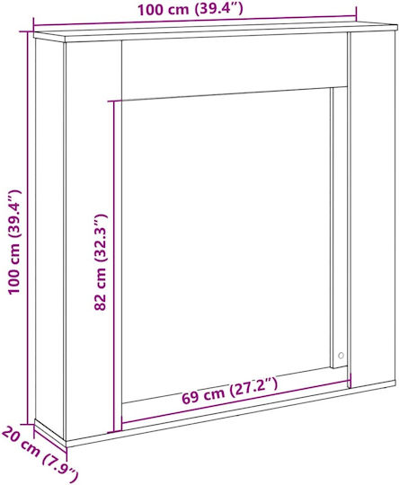 vidaXL Μεταλλικό Προστατευτικό Τζακιού 100x20x100cm Γκρι