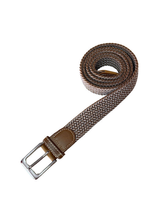 Senior Men's Knitted Fabric Wide Elastic Belt Brown