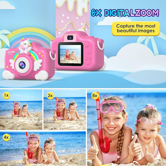 Unicorn Children's Camera Optical Zoom 8x Pink