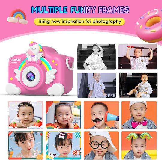 Unicorn Children's Camera Optical Zoom 8x Pink