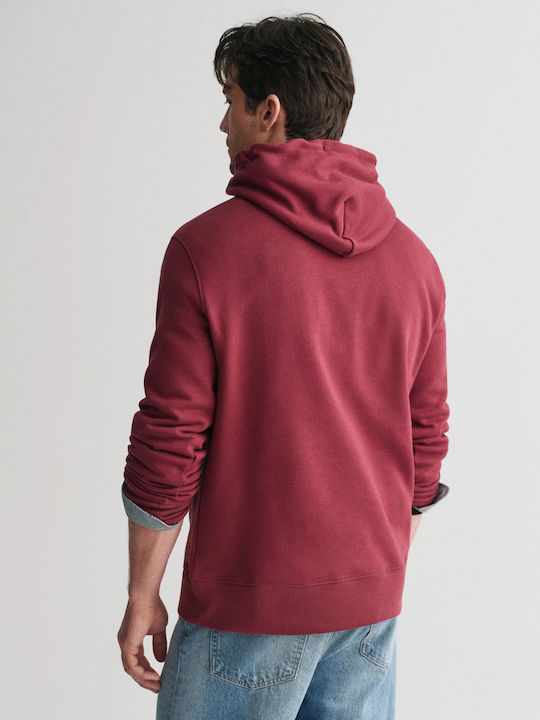 Gant Herren Sweatshirt mit Kapuze und Taschen Red Wine