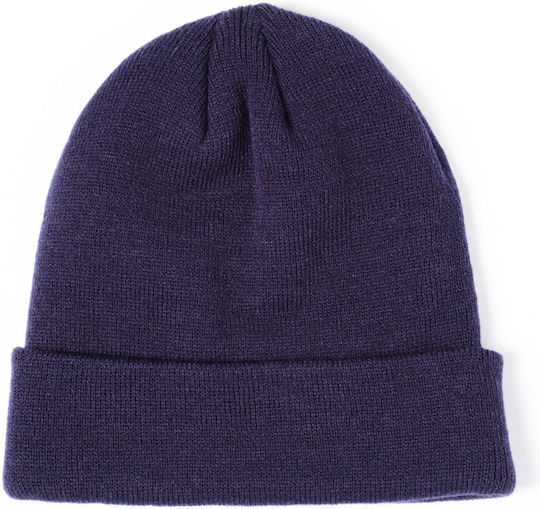 Unisex Beanie Reversible Rib Knit Hat in Navy Blue Color