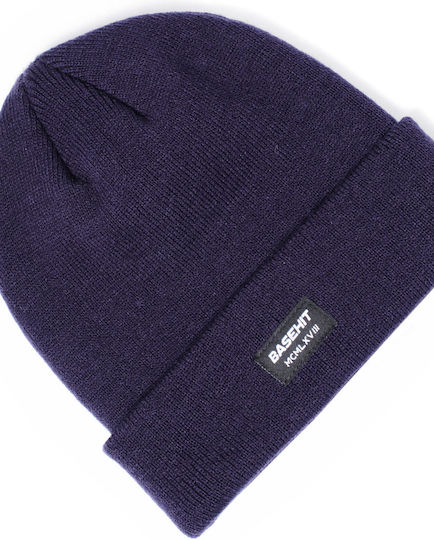 Unisex Beanie Reversible Rib Knit Hat in Navy Blue Color