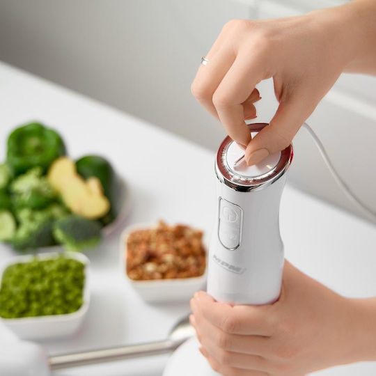 MPM Blender De Mână Cu Tijă Din Inox 1200W Alb