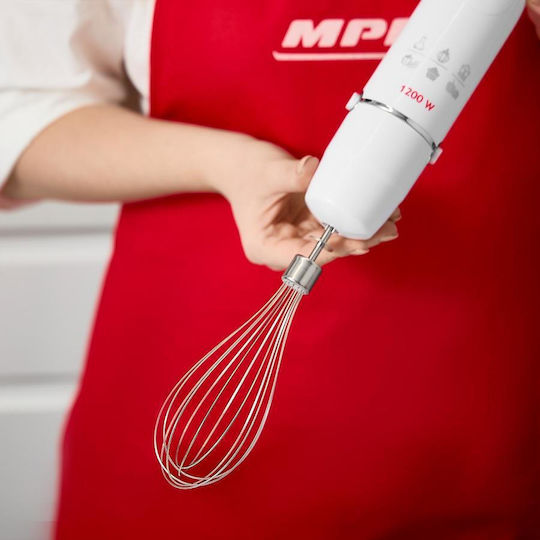 MPM Blender De Mână Cu Tijă Din Inox 1200W Alb