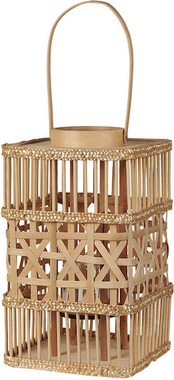 Beliani Wooden Lantern Beige