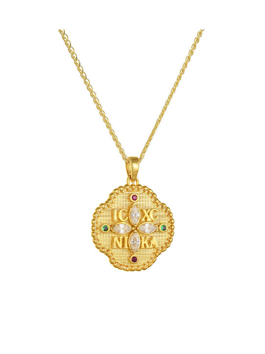 Kritsimis Πετράτο Pendant Kids Talisman Double Sided Constantine from Gold 14K 52RK7077-P