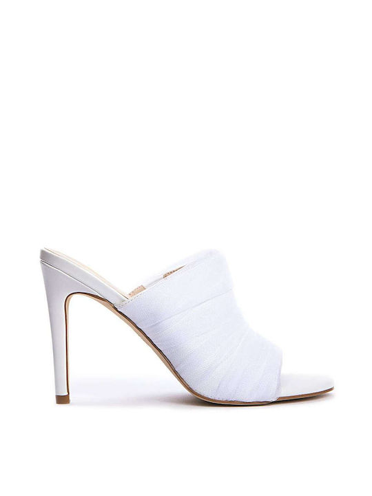 Keep Fred Heel Leather Mules White