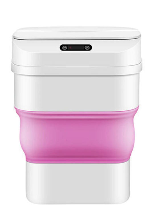 Smart Sensor Folding Plastic Bathroom Bin 17.5L Pink