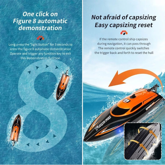 Iuni Hj812 Remote Control Boat Rc Racing Speed Boat Drift Speed 25 Km H 2.4ghz Orange