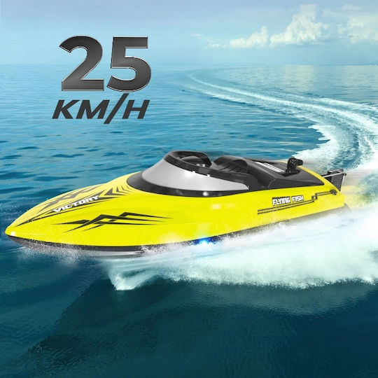 Iuni Hj811 Радиоуправляема лодка RC състезателна скоростна лодка дрифт скорост 25 км/ч 2.4GHz жълта