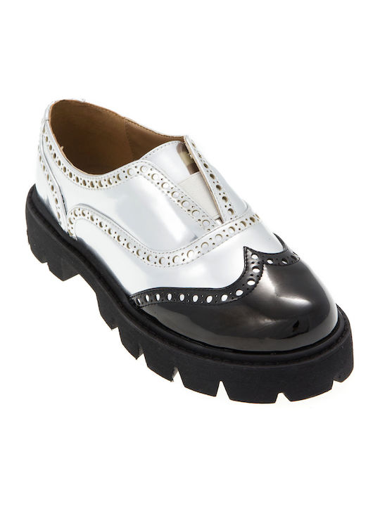 Keep Fred Women's Synthetic Leather Oxford Shoes Silver