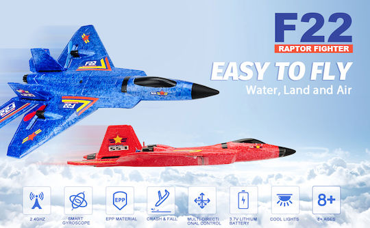 Τηλεκατευθυνόμενο Μαχητικό F22 Rc Jet 2.4ghz Blue