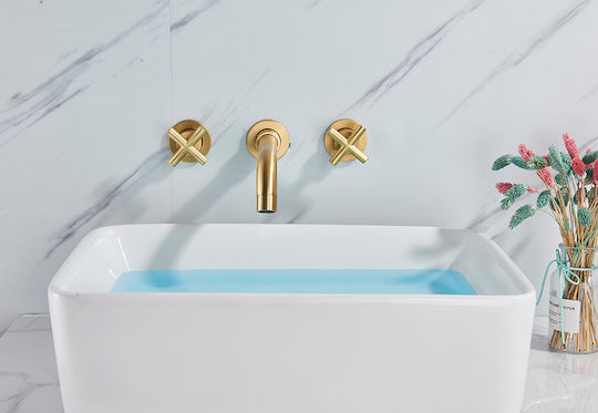 Robinet Încorporat Combiner Pentru Lavabo Auriu