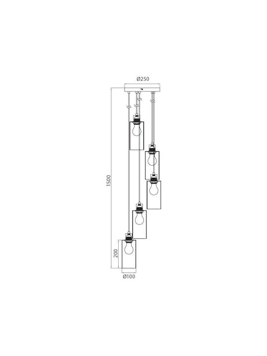 Vivalux Amira Pendant Light Black for 5 Bulbs E27 25x150cm