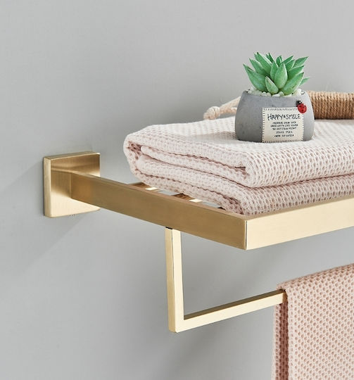 Single Wall-Mounted Bathroom Shelf Unit ​40x40cm Gold