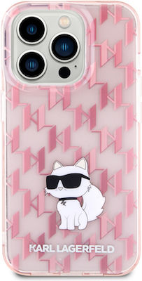 Karl Lagerfeld Monogram Choupette Plastic Back Cover Pink (iPhone 15 Pro Max)