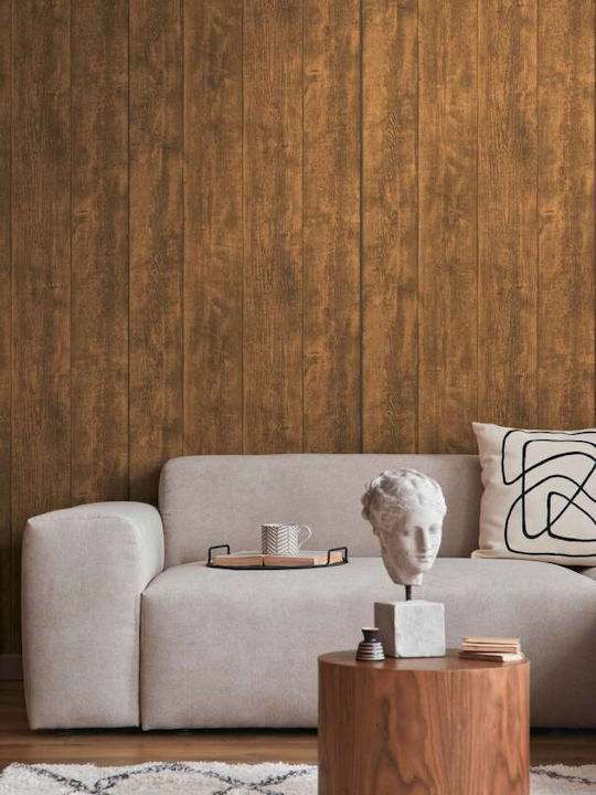 Ταπετσαρία Τοίχου Wood Stone Brown 1000x53cm