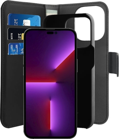 Puro Detachable Wallet Piele artificială Negru (iPhone 14 Pro)