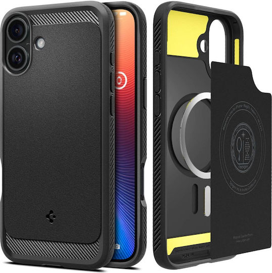 Spigen Rugged Armor Magfit Umschlag Rückseite Silikon 0.3mm Matte Black (iPhone 16)