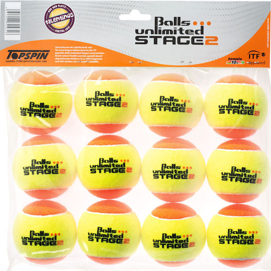 Topspin Unlimited Stage 2 Tennis Balls 12 Pieces