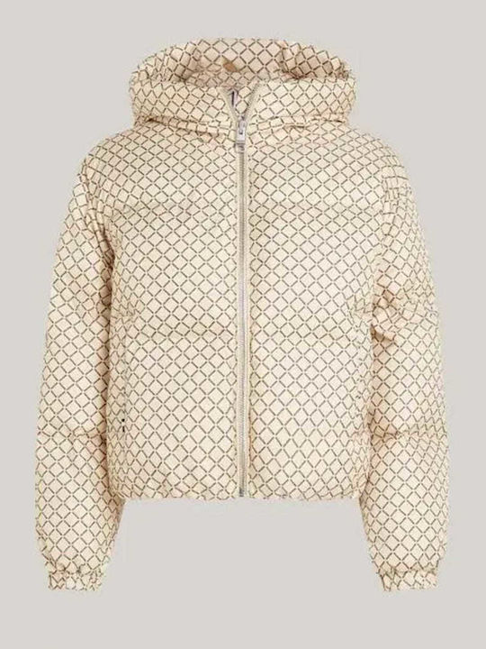 Scurtă Jachetă de femei Puffer Waterproof pentru iarnă Bej